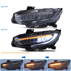 Tuning front LED lights Honda Civic (2016–2021)
