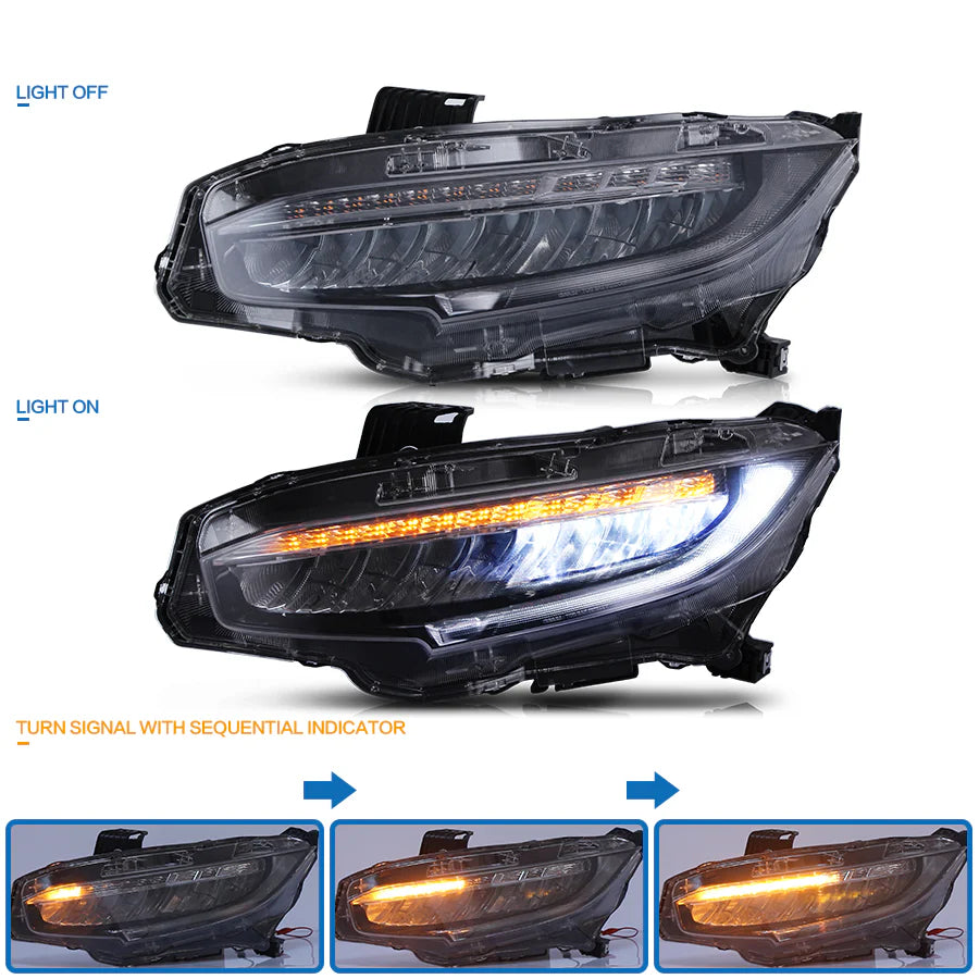 Tuning predné LED svetlá Honda Civic (2016–2021)