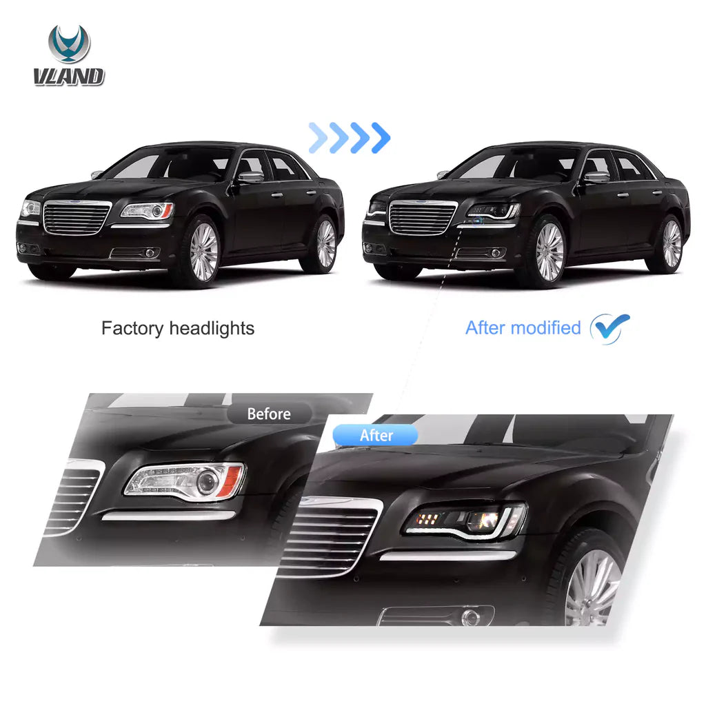 Chrysler 300 2011–2023 predné LED svetlá s animáciou