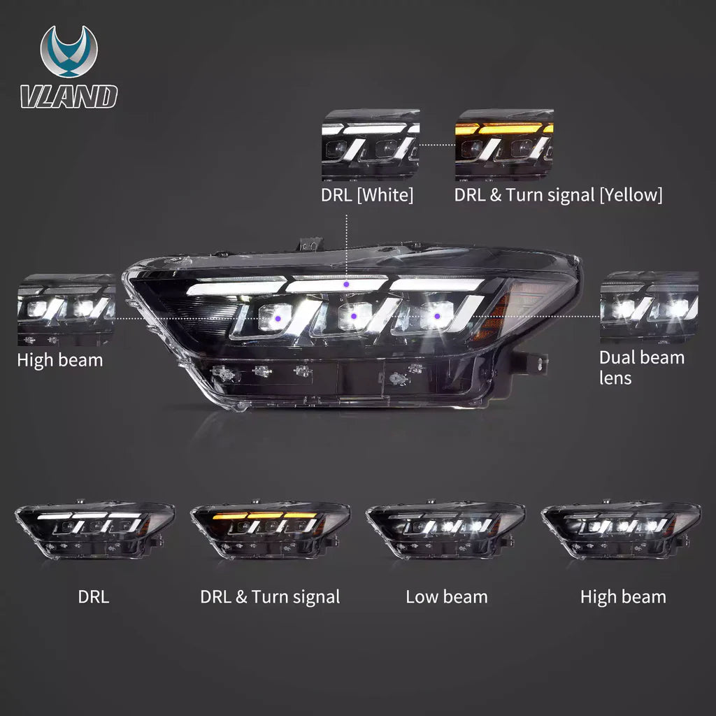 Predné LED svetlá Ford Mustang S550 (2015–2017) – S650 štýl