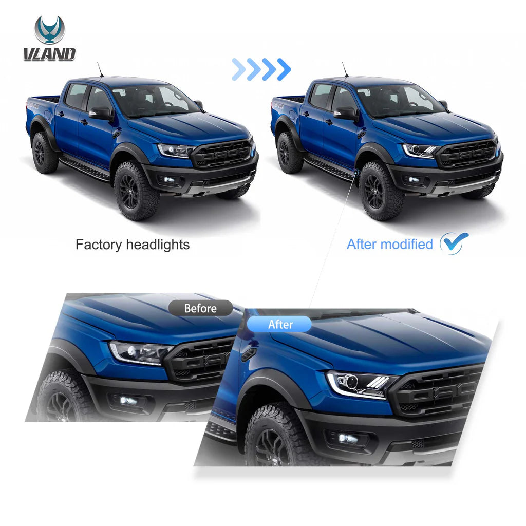 Predné LED projektorové svetlá Ford Ranger T6 (2015–2019)