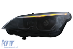 3D Angel Eyes svetlá BMW E60 E61 (2003-2007) Halogen – čierne, H7/H1, E24