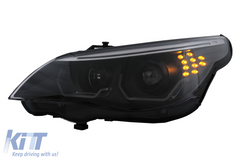 3D Angel Eyes svetlá BMW E60 E61 (2003-2007) Halogen – čierne, H7/H1, E24