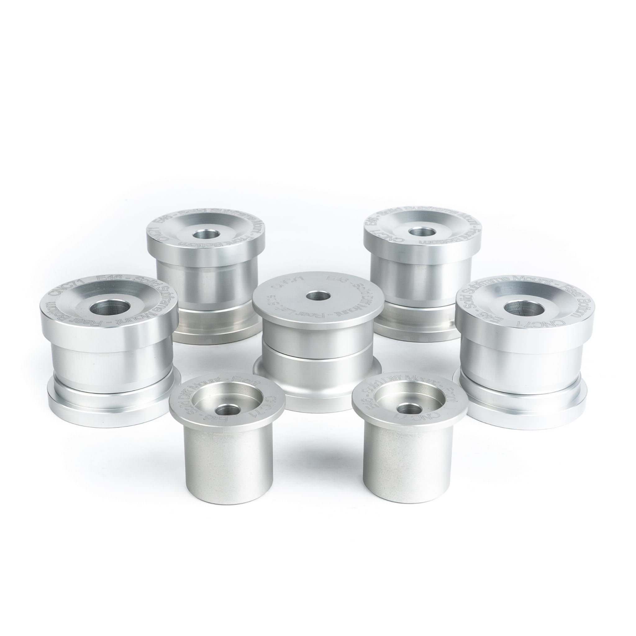 Aluminum rear axle and differential silent blocks BMW E46 set