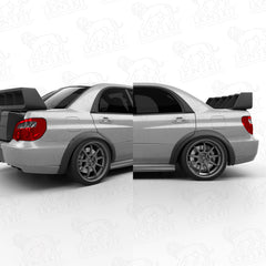 Rozšírenia zadných blatníkov Subaru Impreza WRX STI GD Sedan bez bočných líšt +50 mm Wide Body
