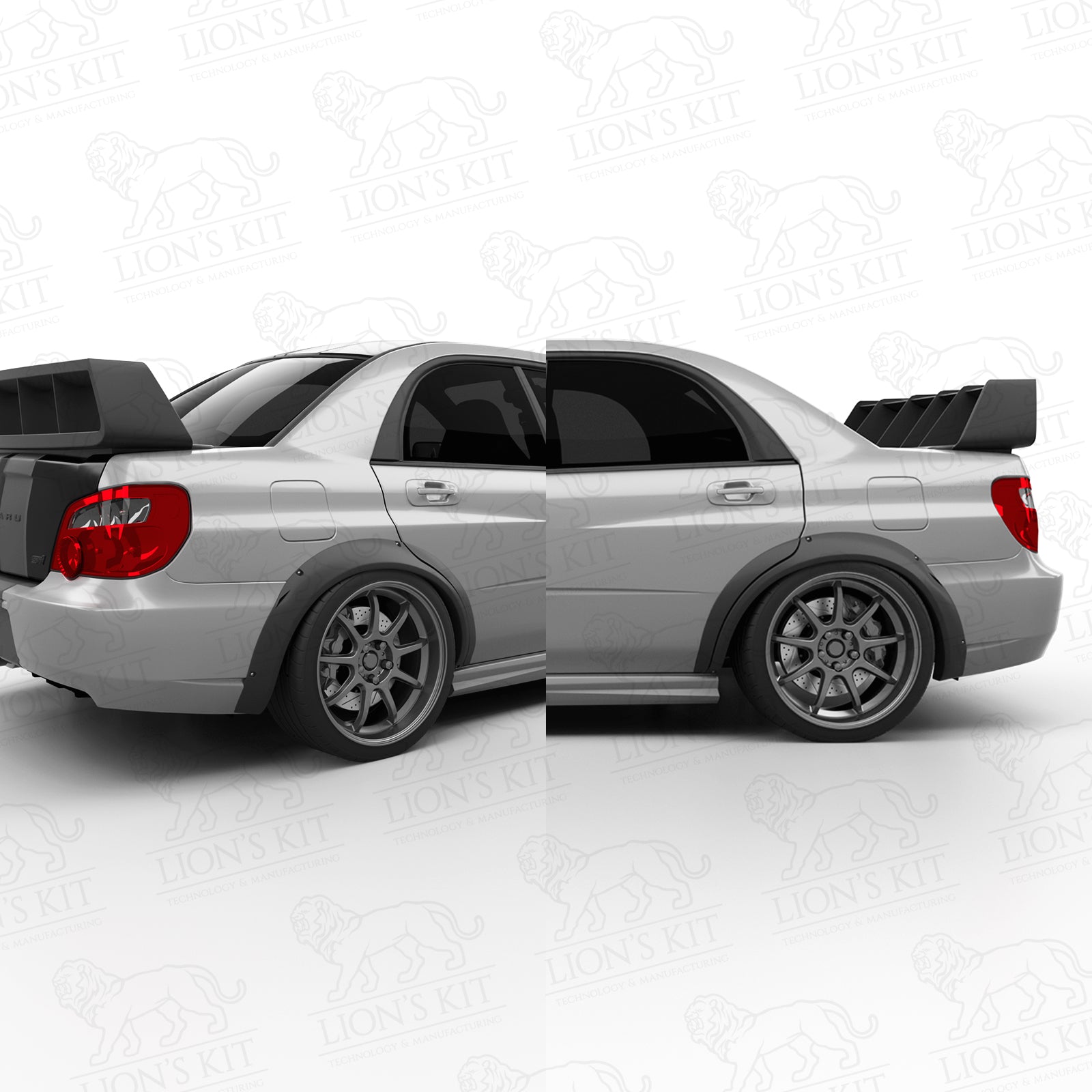 Rozšírenia zadných blatníkov Subaru Impreza WRX STI GD Sedan bez bočných líšt +50 mm Wide Body