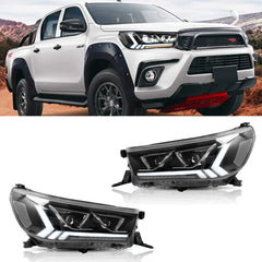 Tuning front LED projector headlights Toyota Hilux (2015–2020)