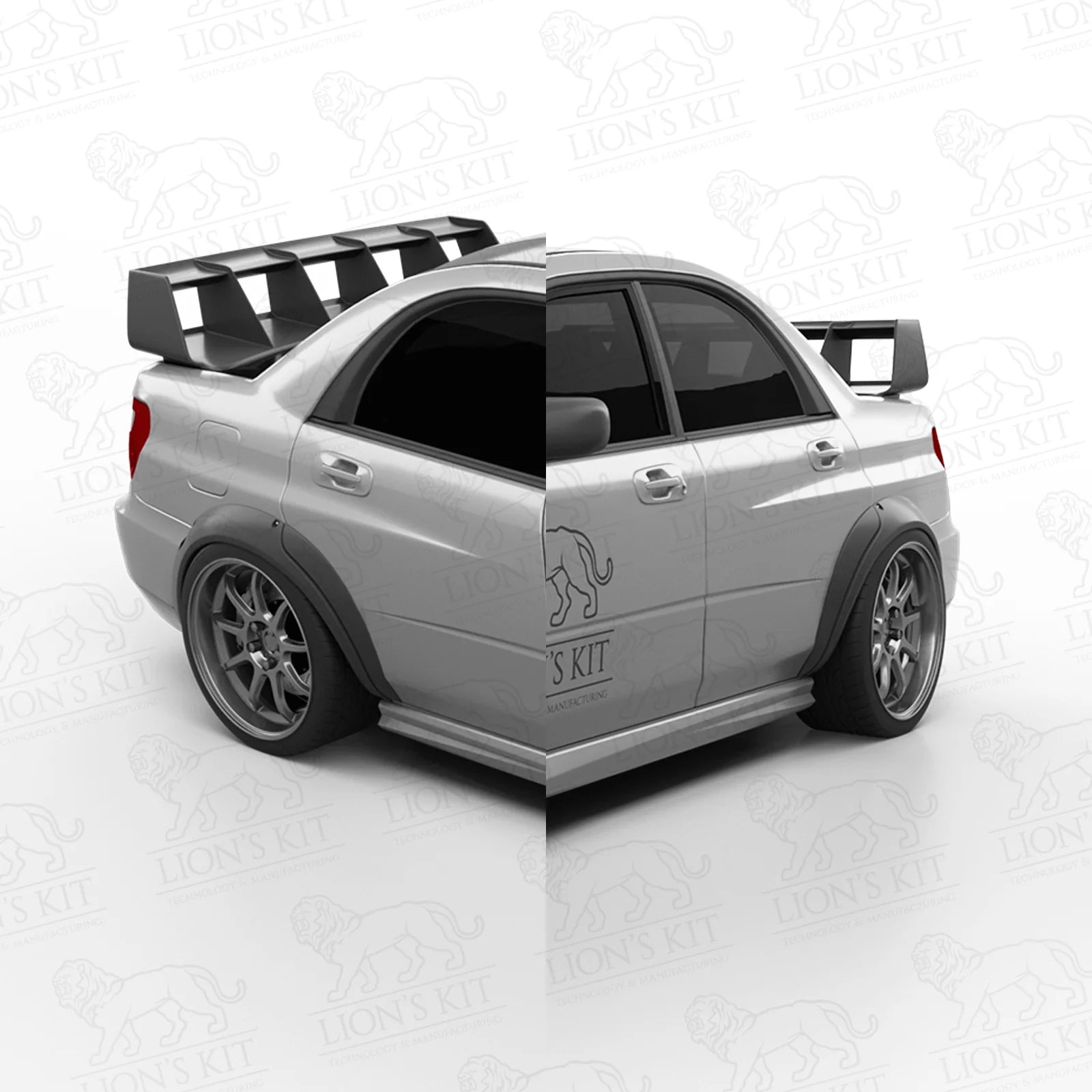 Rozšírenia zadných blatníkov Subaru Impreza WRX STI GD Sedan bez bočných líšt +50 mm Wide Body