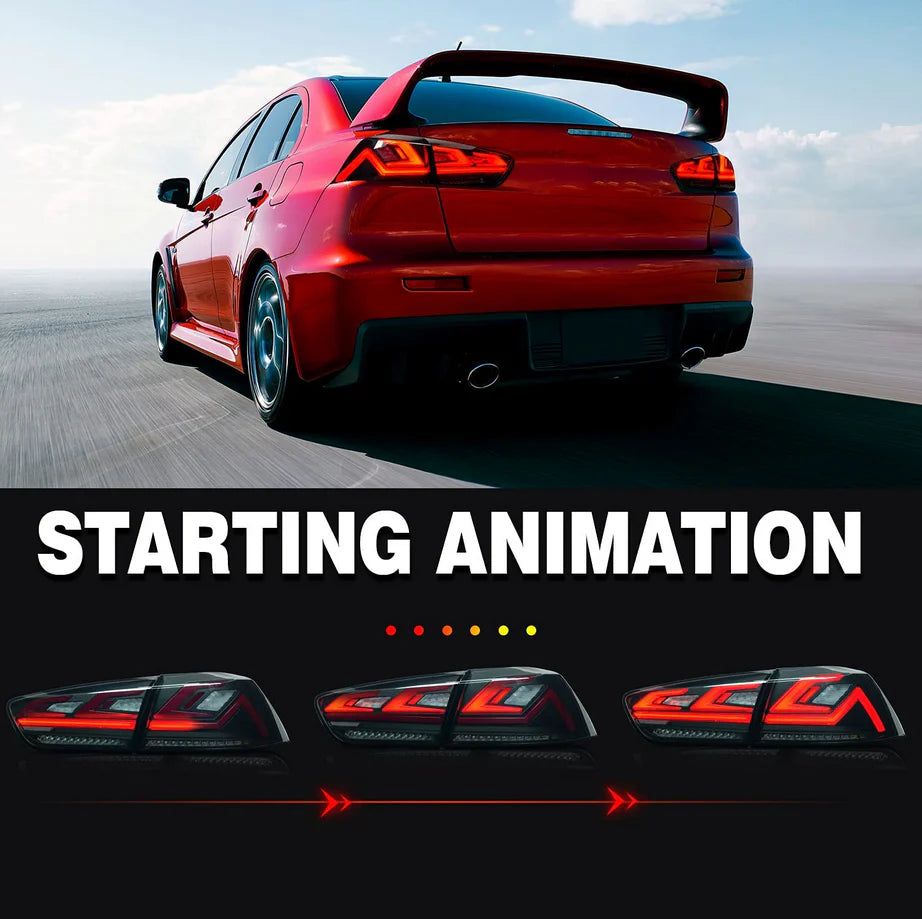 Tuning zadné LED svetlá Mitsubishi Lancer / Evo X (2008–2017) animácia