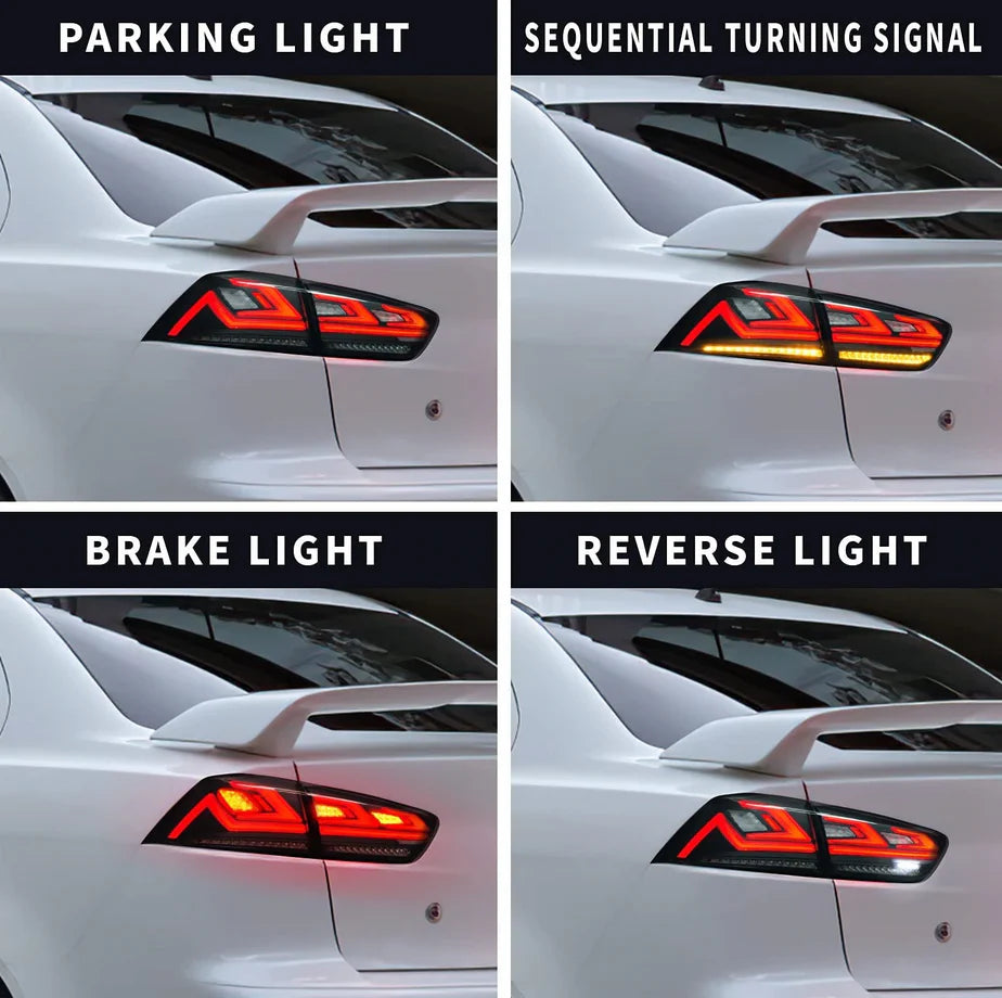 Tuning zadné LED svetlá Mitsubishi Lancer / Evo X (2008–2017) animácia