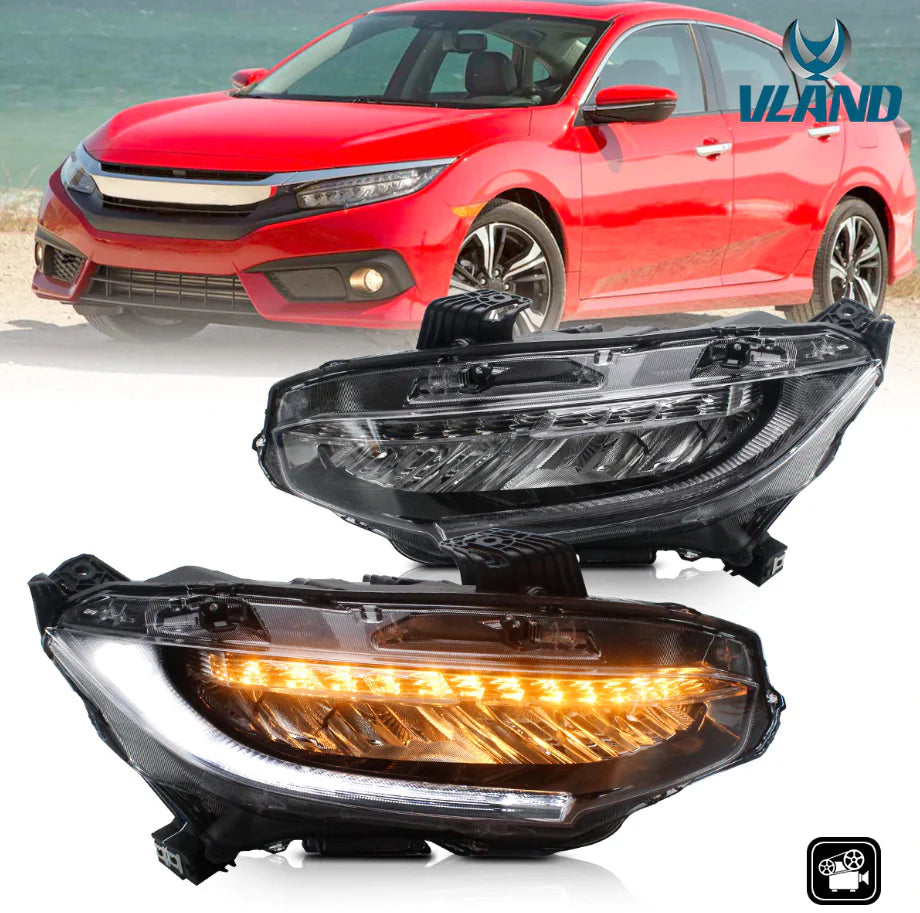 Tuning front LED lights Honda Civic (2016–2021)