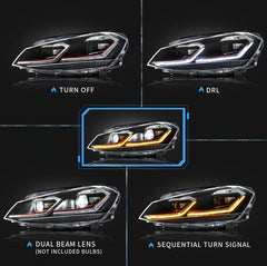 Tuning front LED projector lights VW Golf MK7 (2012–2017)