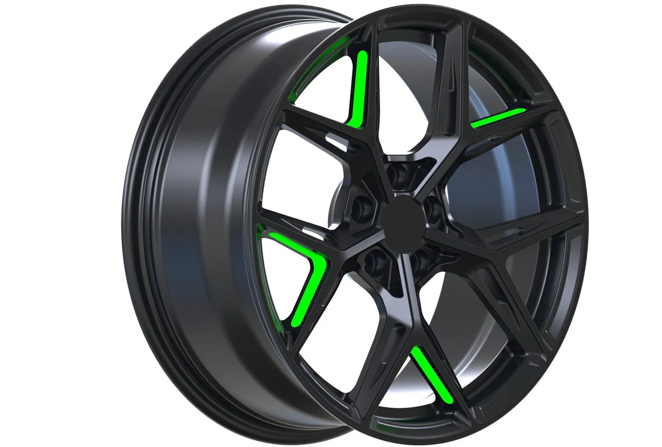 Kované disky Matte Black Transparent Green 16”–26”