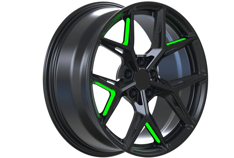 Kované disky Matte Black Transparent Green 16”–26”