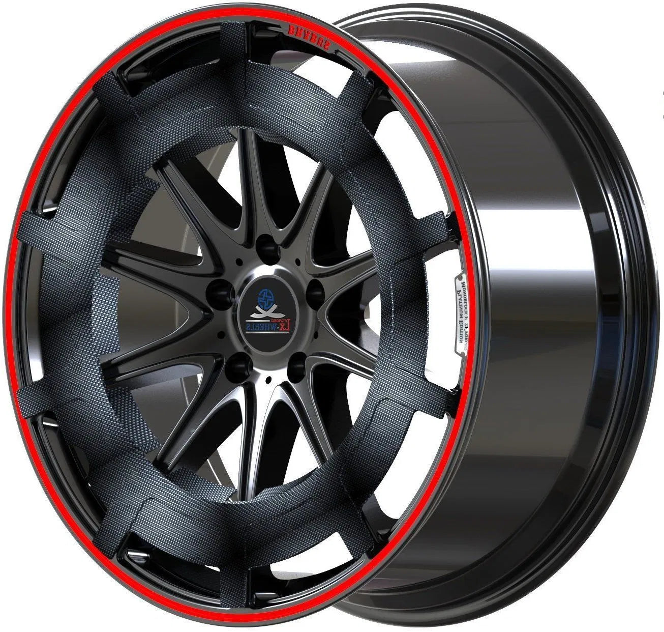 Kované disky Gloss Black Red Lip Carbon Fiber 21” 5x112 pre Mercedes-Benz G