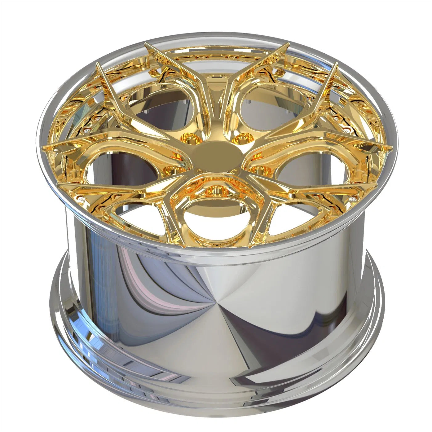Kované dvojdielne disky Chrome White / Chrome Gold 19” 5x130 pre Porsche 911 Carrera