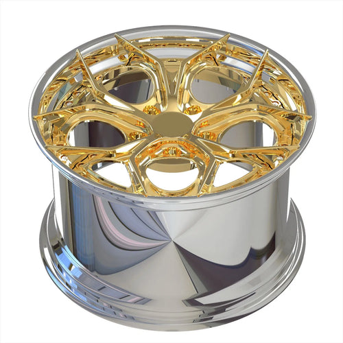 Kované dvojdielne disky Chrome White / Chrome Gold 19” 5x130 pre Porsche 911 Carrera