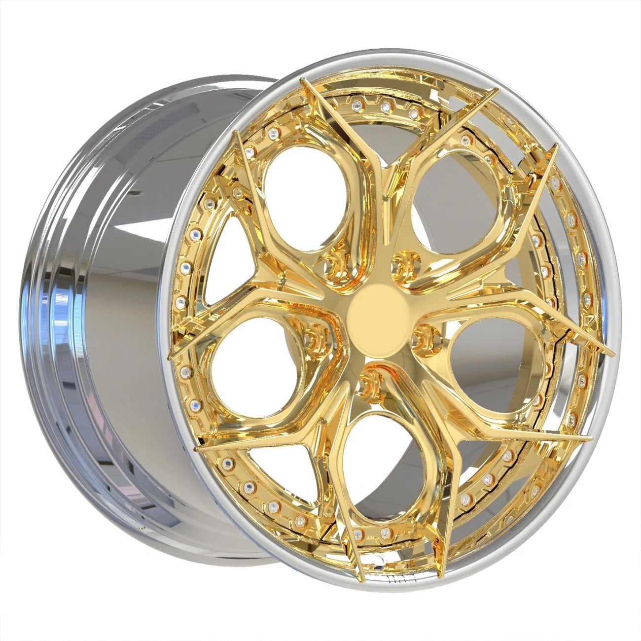 Kované dvojdielne disky Chrome White / Chrome Gold 19” 5x130 pre Porsche 911 Carrera