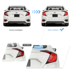 Tuning zadné LED svetlá Honda Civic Sedan 10th Gen (2016–2021) sekvenčné