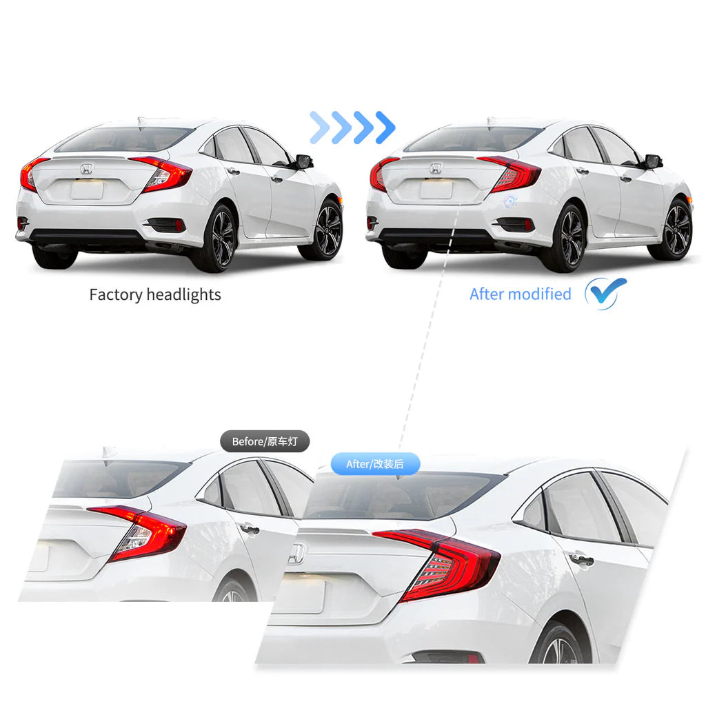 Tuning zadné LED svetlá Honda Civic Sedan 10th Gen (2016–2021) sekvenčné
