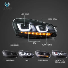 Tuning Front Projector Headlights VW Golf 6 (2008–2014) Demon Eyes