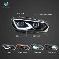 Tuning Front LED Projector Headlights VW Golf 6 (2008–2014) Full LED