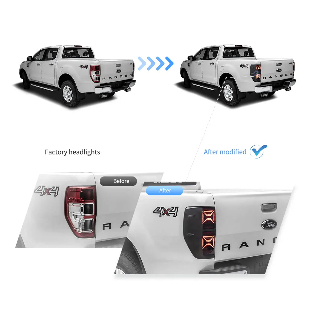 Zadné LED svetlá Ford Ranger T6/P375 (2012–2022) – sekvenčné