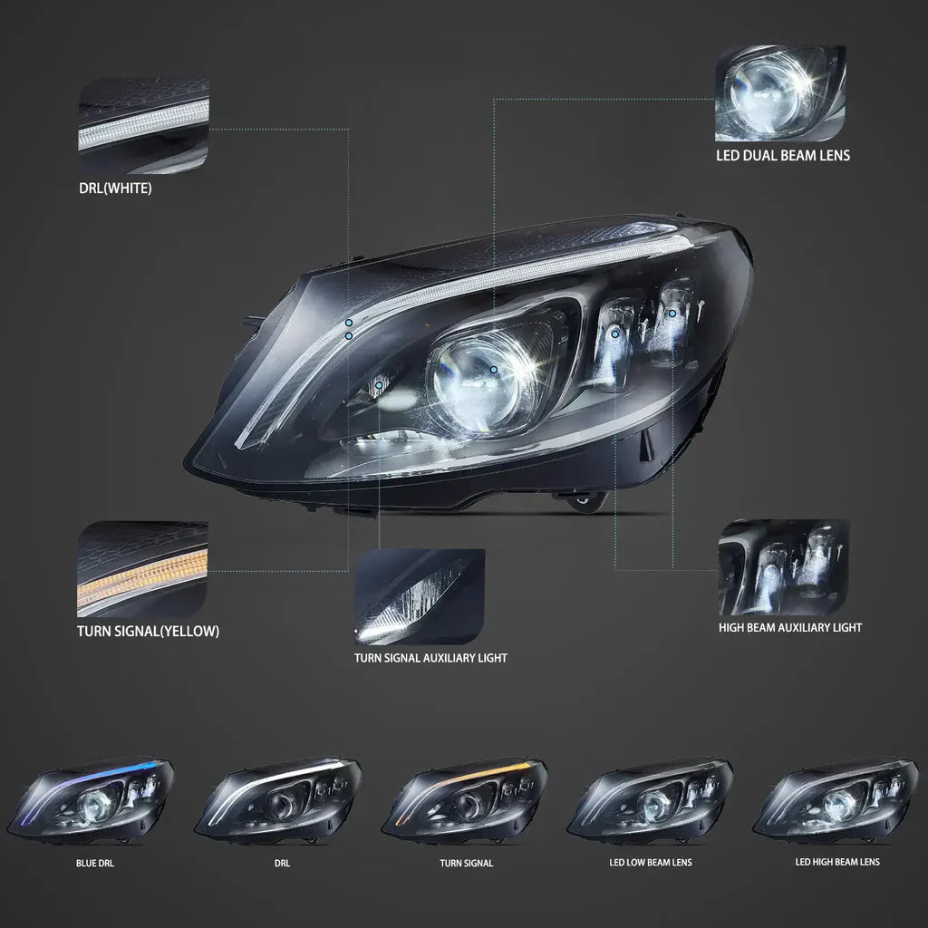 Predné LED Matrix svetlá Mercedes-Benz C-Class W205 (2015–2021) – Blue DRL