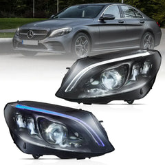 Front LED Matrix Lights Mercedes-Benz C-Class W205 (2015–2021) – Blue DRL