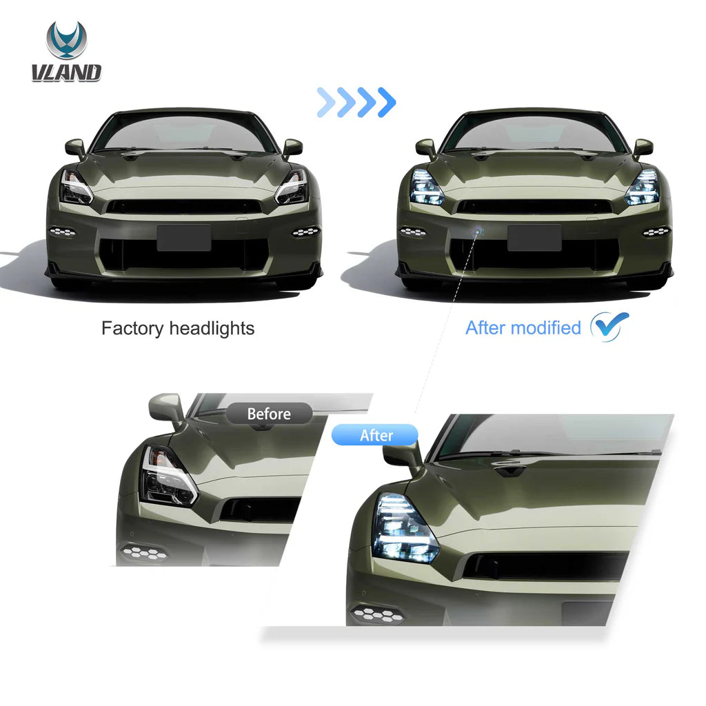 Tuning predné LED projektorové svetlá Nissan GT-R R35 (2008–2023)
