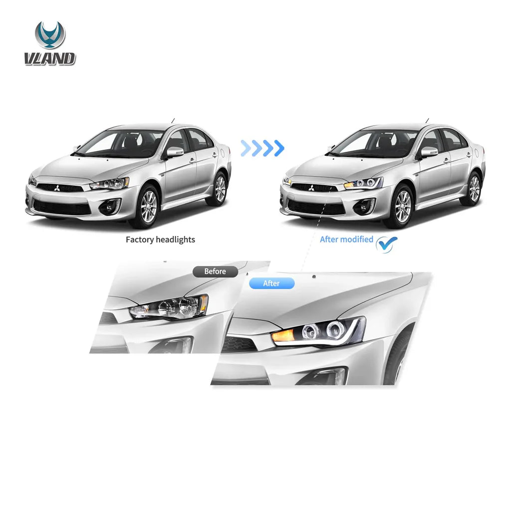 Tuning predné projektorové svetlá Mitsubishi Lancer / Evo X (2008–2017)