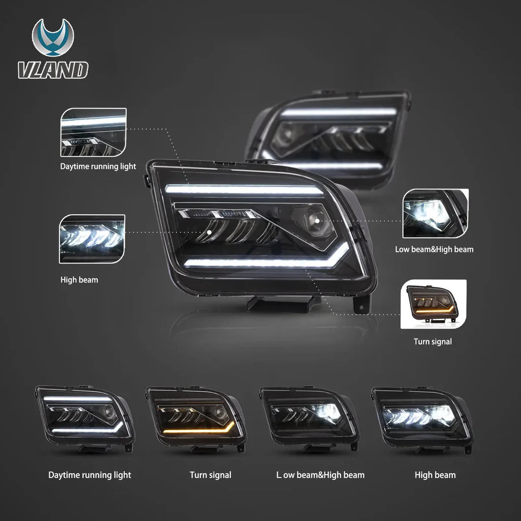 Predné LED projektorové svetlá Ford Mustang S197 (2005–2009)