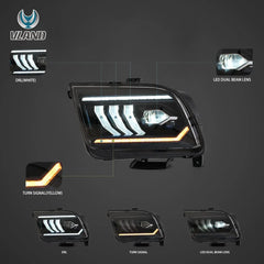 Ford Mustang S197 (2005–2009) Front LED Projector Headlights
