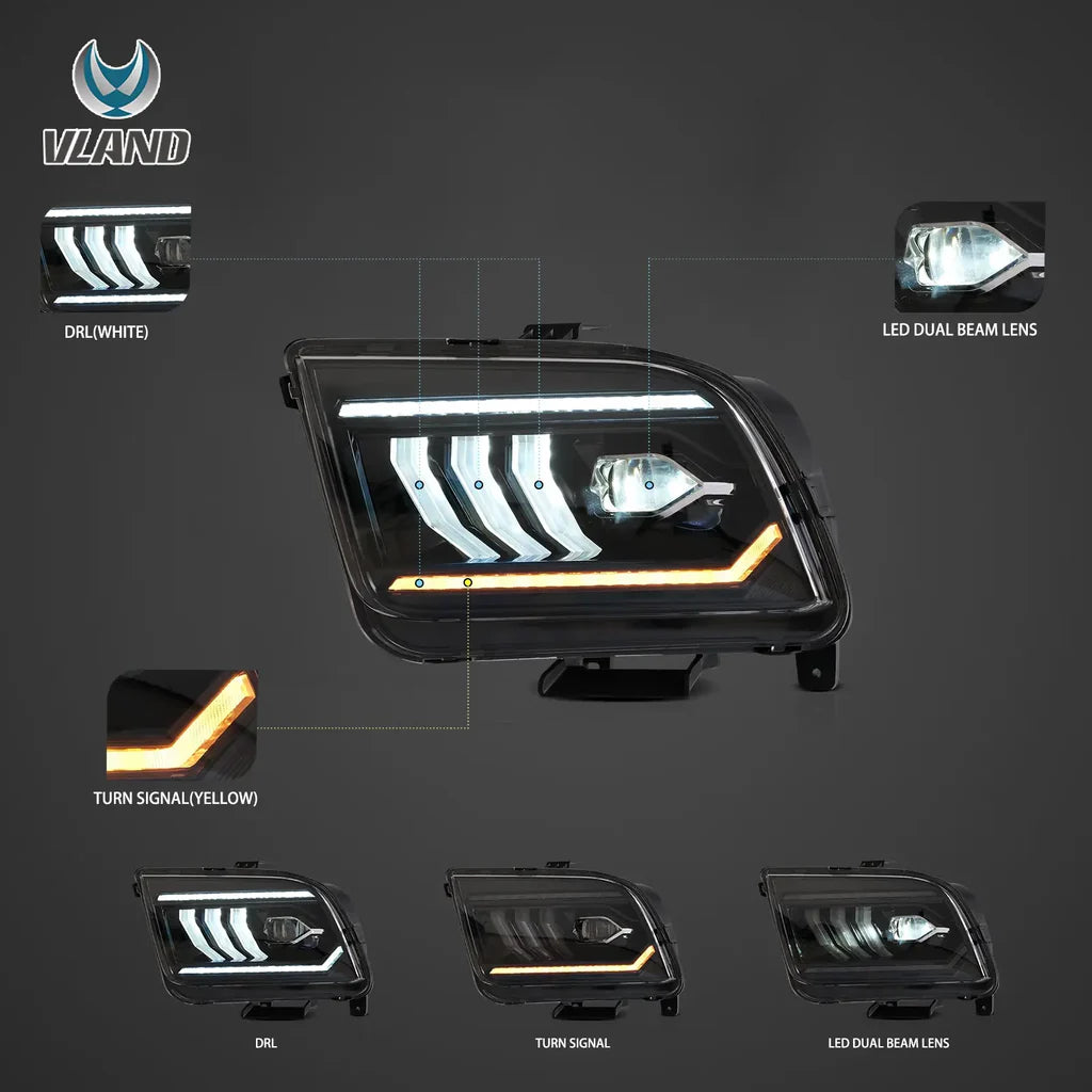 Predné LED projektorové svetlá Ford Mustang S197 (2005–2009)
