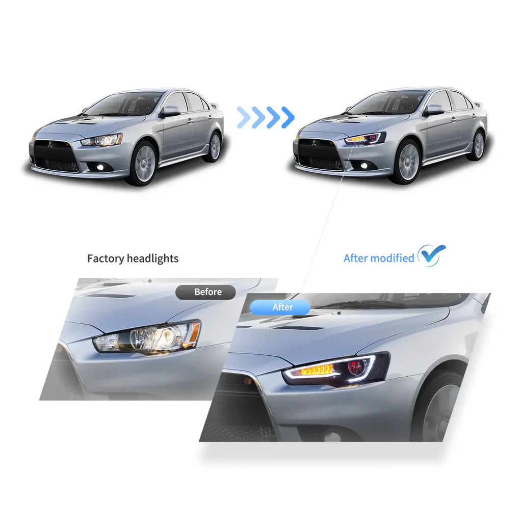 Tuning predné projektorové svetlá Mitsubishi Lancer / Evo X (2008–2017)