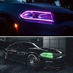 Predné projektorové svetlá Dodge Charger (2015–2023) – RGB DRL