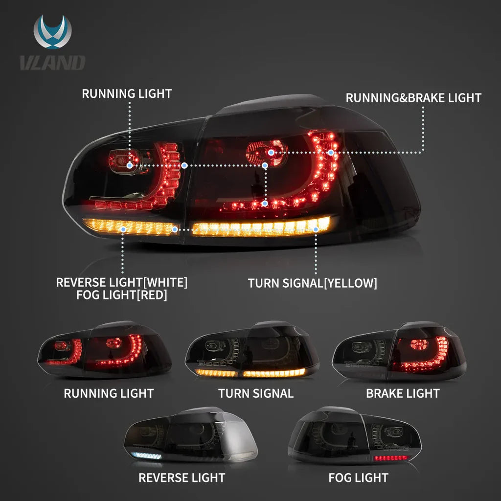 Tuning zadné LED svetlá VW Golf 6 (2008–2012) sekvenčné