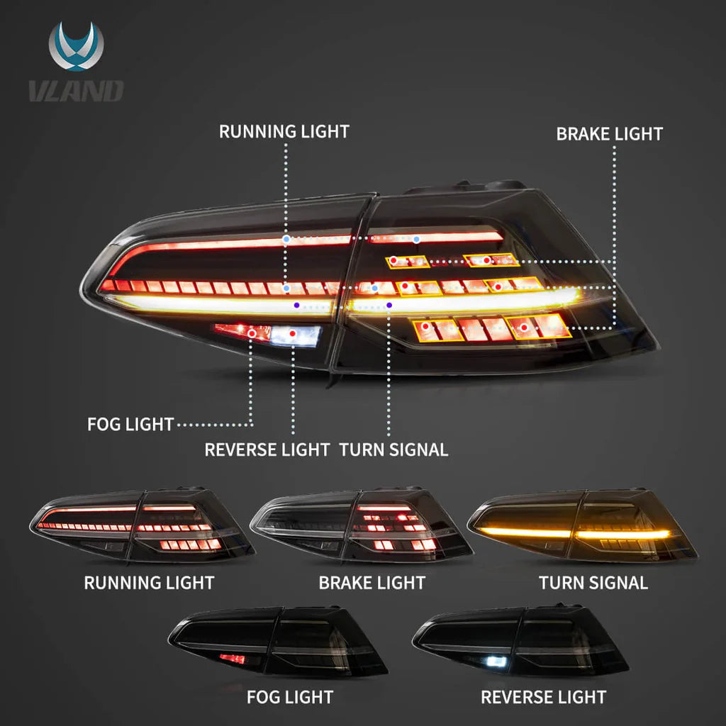 Tuning zadné LED svetlá VW Golf MK7 / MK7.5 (2013–2021) sekvenčné
