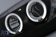 Angel Eyes Headlights BMW E81 E82 E87 E88 (2004-2011) Halogen – black, H7, E-MARK