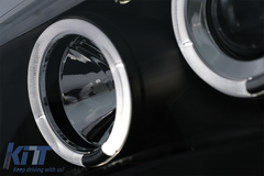 Angel Eyes Headlights BMW E81 E82 E87 E88 (2004-2011) Halogen – black, H7, E-MARK