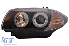 Angel Eyes Headlights BMW E81 E82 E87 E88 (2004-2011) Halogen – black, H7, E-MARK