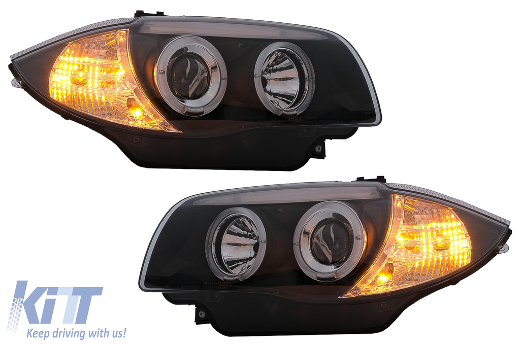 Angel Eyes svetlá BMW E81 E82 E87 E88 (2004-2011) Halogen – čierne, H7, E-MARK