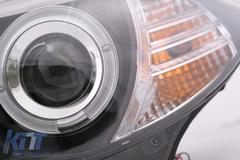 Angel Eyes Headlights BMW E81 E82 E87 E88 (2004-2011) Halogen – black, H7, E-MARK