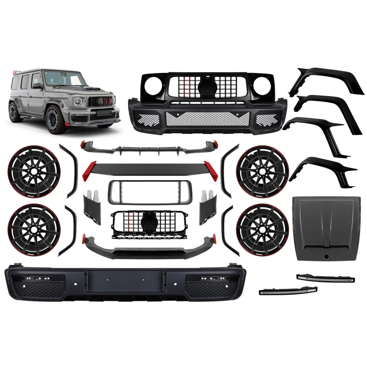 Kompletný B900 Carbon Body Kit s 22" Diskami pre Mercedes G-Class W464 (2018–2024)