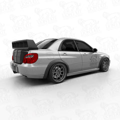 Rozšírenia zadných blatníkov Subaru Impreza WRX STI GD Sedan bez bočných líšt +50 mm Wide Body