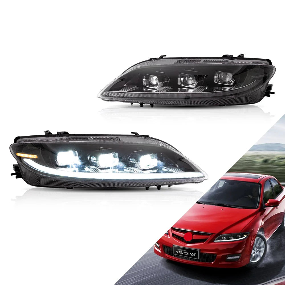 Tuning predné LED svetlá Mazda 6 (2003–2008) projektorové