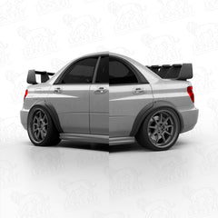Rozšírenia zadných blatníkov Subaru Impreza WRX STI GD Sedan bez bočných líšt +50 mm Wide Body