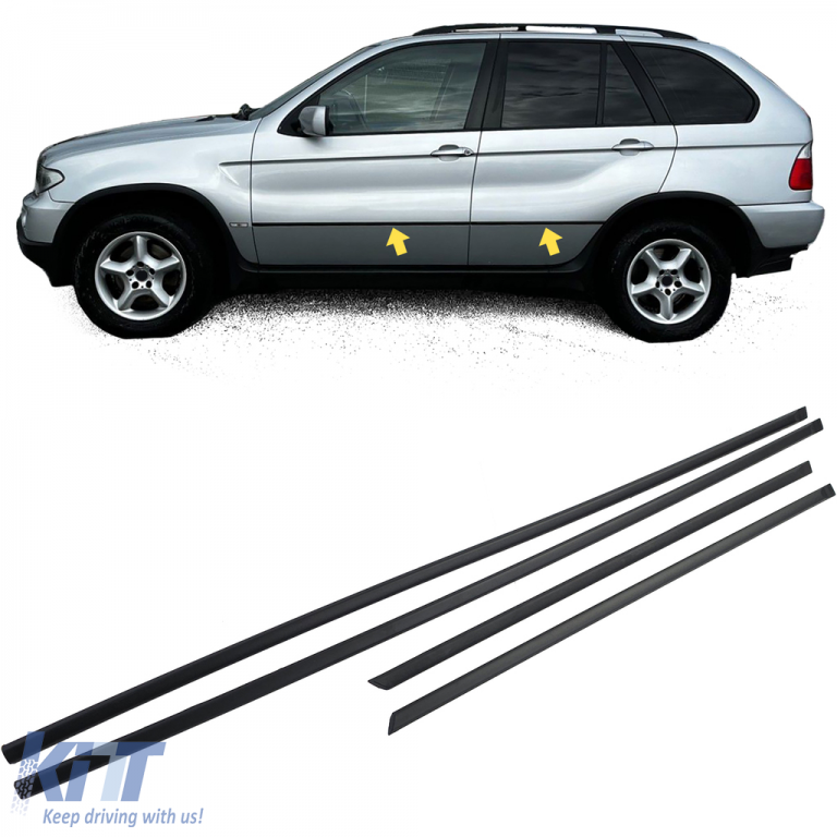 Bočné lišty dverí OEM pre BMW X5 E53 (1999–2006) – set 4 ks