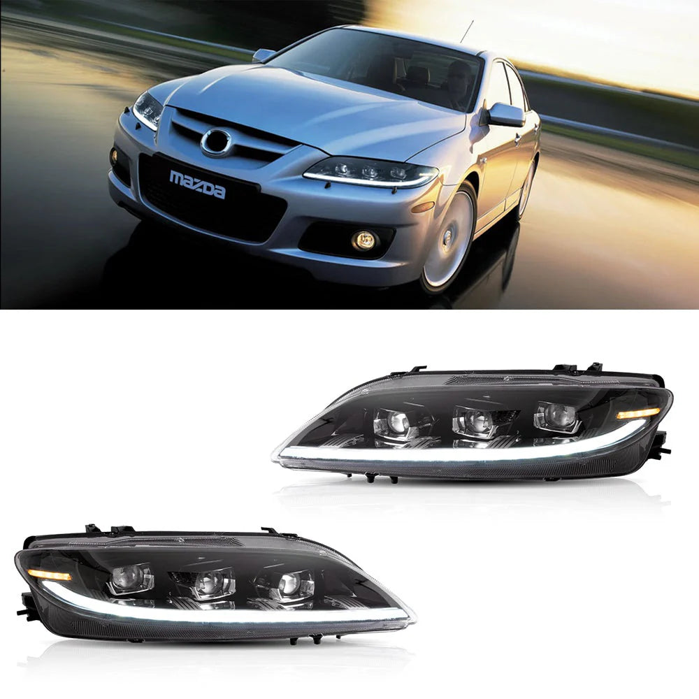 Tuning predné LED svetlá Mazda 6 (2003–2008) projektorové