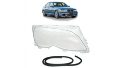 Sklo svetlometu s gumou – pravé, BMW 3 E46 Sedan / Touring, Facelift (2001–2005)